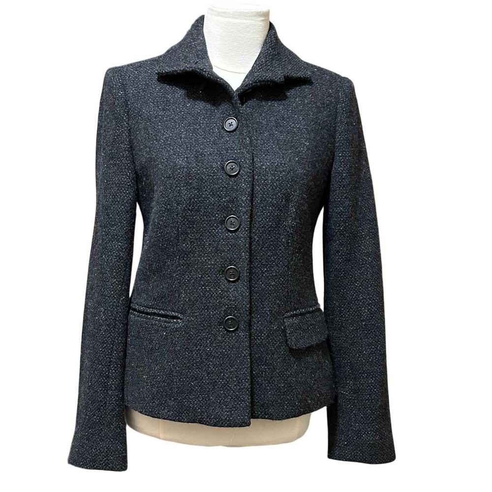 Lauren Ralph Lauren Charcoal Wool Blend Button Blazer Jacket Women's Size 4
